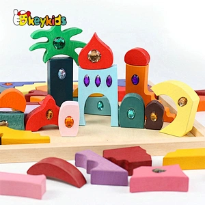 Montessori color cognitive toys wooden rainbow gems building blocks puzzle for kids W14A260