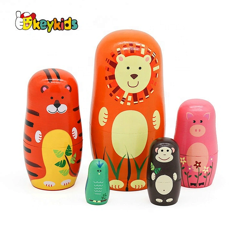 Customizable Hand Paint Animal Wooden Nesting Dolls Toy W06D150