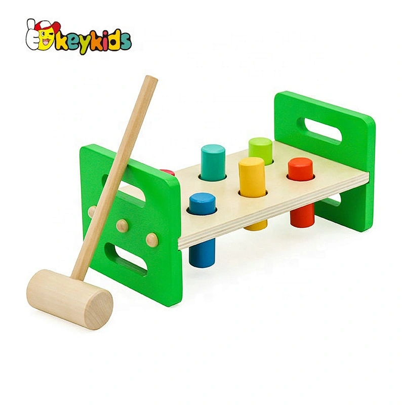 Customize educational wooden pounding bench for kids W11G067