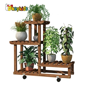 wholesale brown wooden multi tier plant stand with customize W08H116
