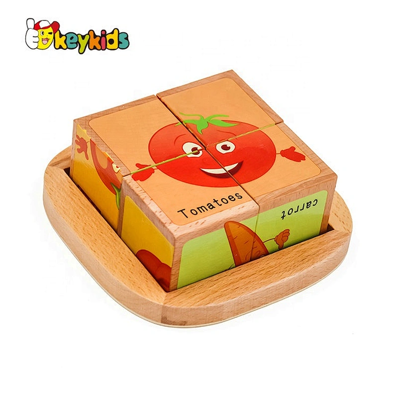 New Design Educational Wooden Puzzles Vegetable Cube For Kids W14F061