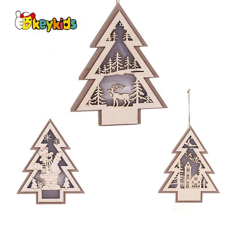 2020 High quality hanging wooden christmas wall decor with customize W09D102