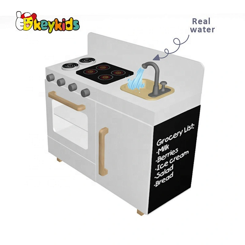 New design children wooden interactive pretend play toy cooking set with real water W10C625