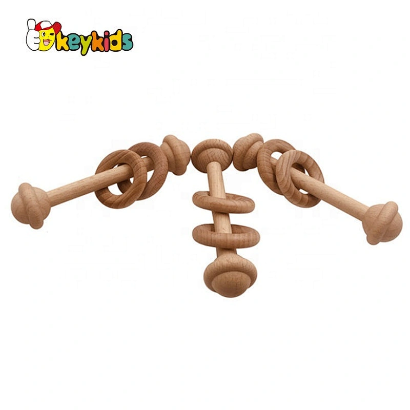High quality grasping organic wooden baby rattle set for wholesale W08K296