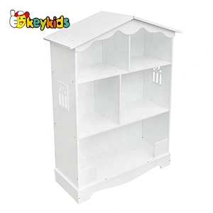 New design dollhouse shaped wooden white bookcase for children W08D015B
