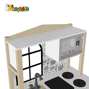 New design wood interactive water function wooden kids kitchen play set for pretend play W10C636