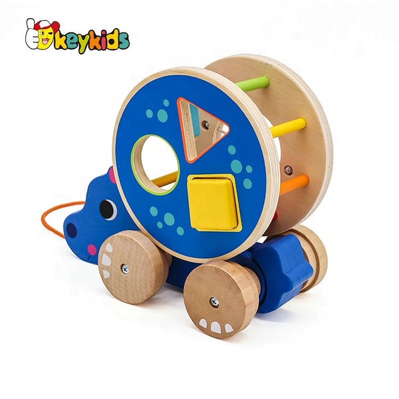 Hot Selling Educational Hippo Wooden Push Toys For Babies For Kids W05B182