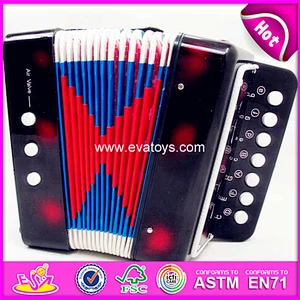 Hot selling kids toy wooden musical button accordion W07K006C