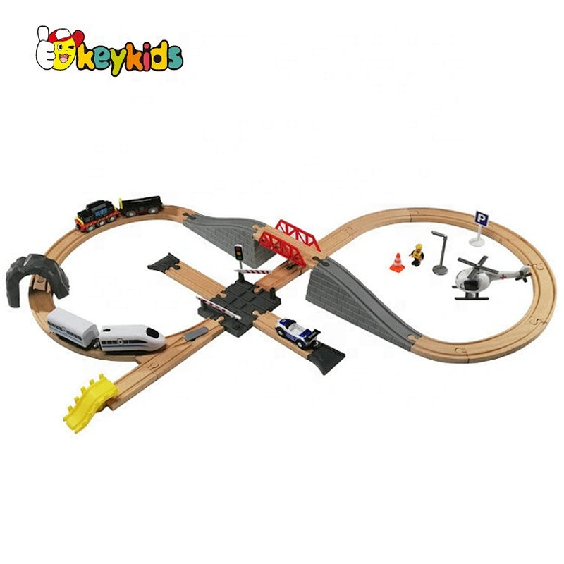 2019 New arrival 46 pieces educational wooden train track set for children W04C185