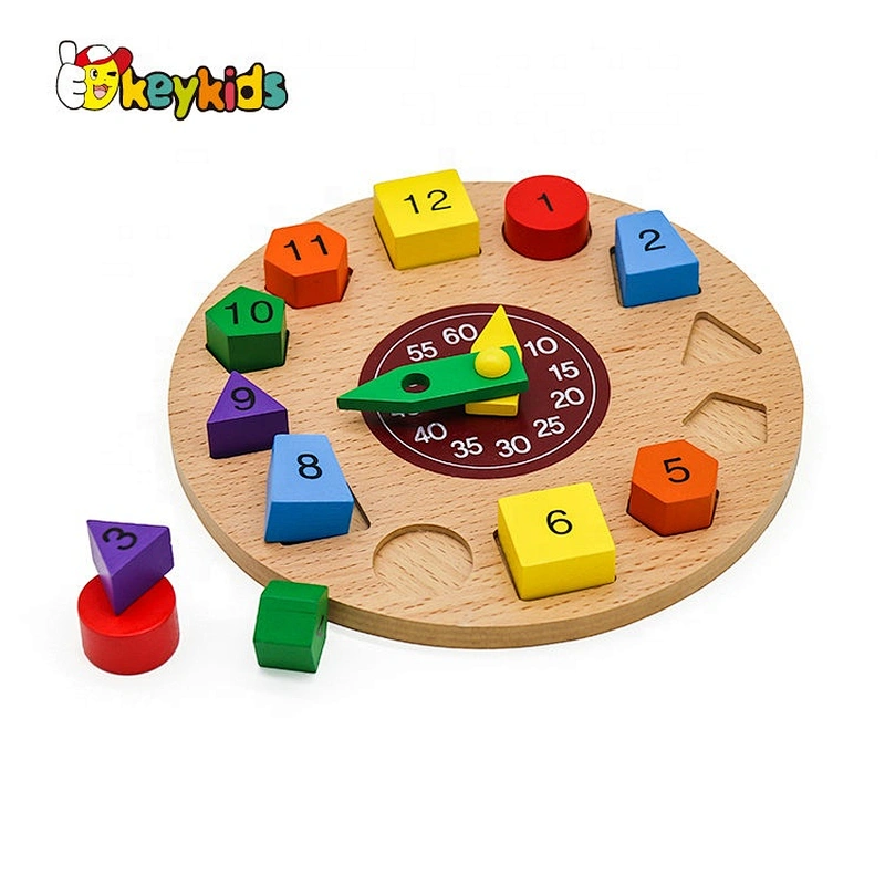 New hottest early teaching wooden shape sort clock for kids W14K055