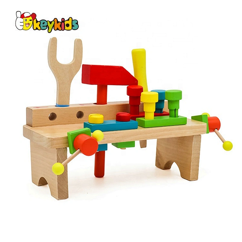 Top sale children educational wooden toy workbench with spanner W03D111