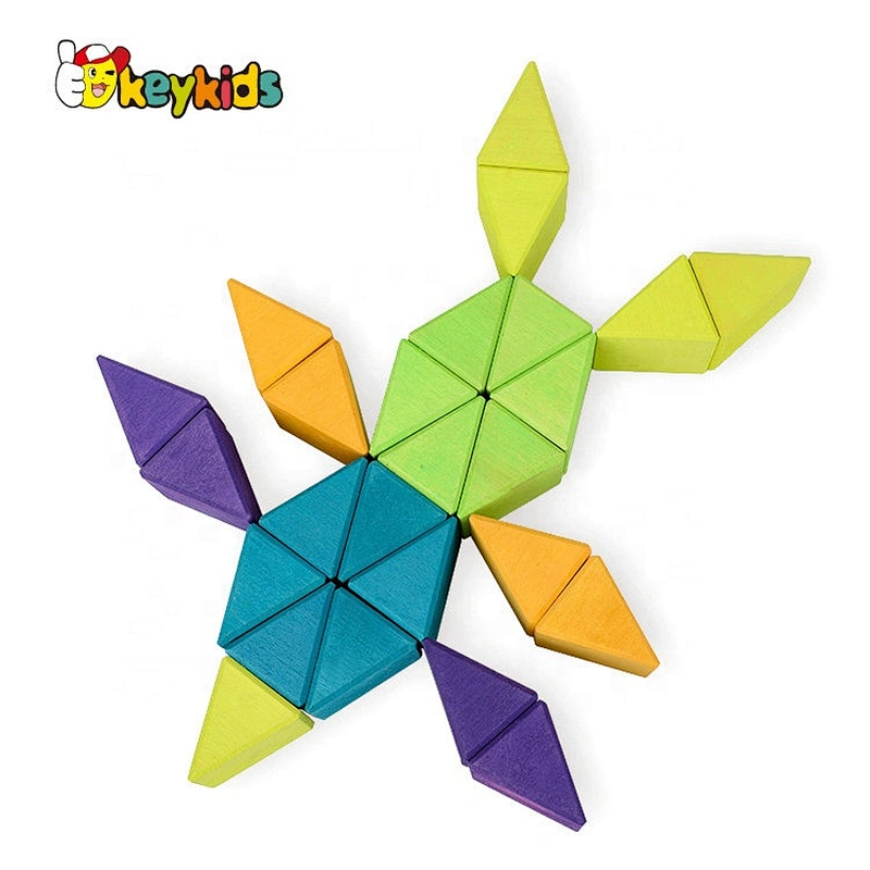 2020 New arrival 72PCS preschool wooden shape blocks for kids W13A209
