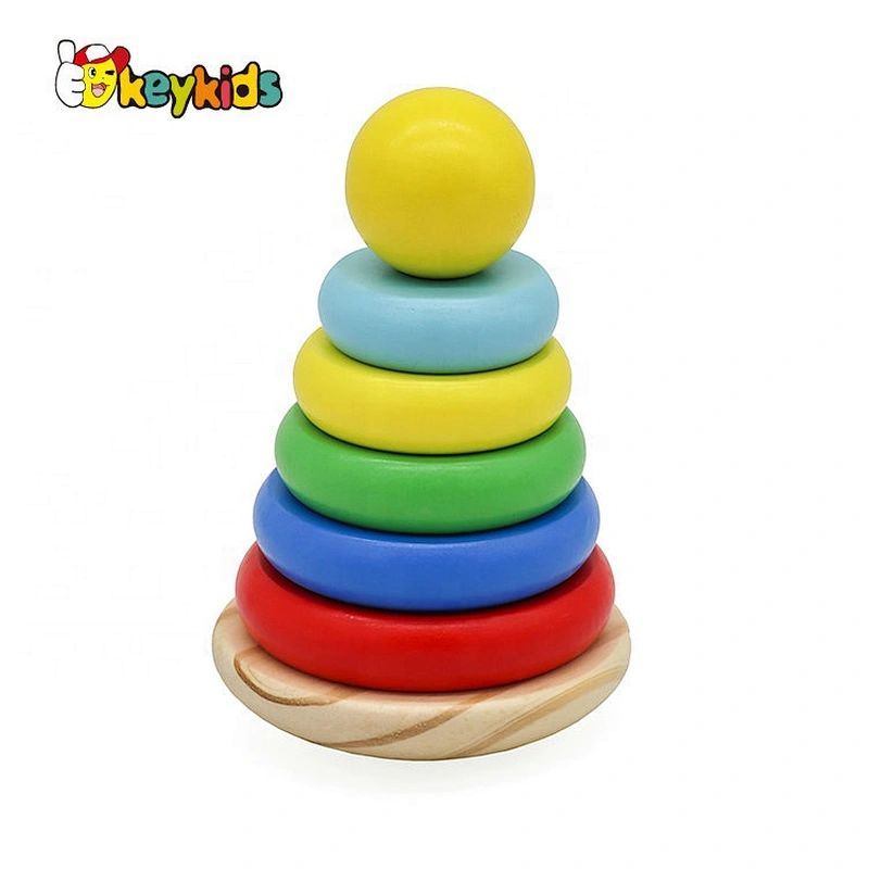 2020 Customize colored wooden stacking tower toy for baby W13D254