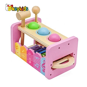 New design kids musical wooden hammer bench with xylophone W07C091