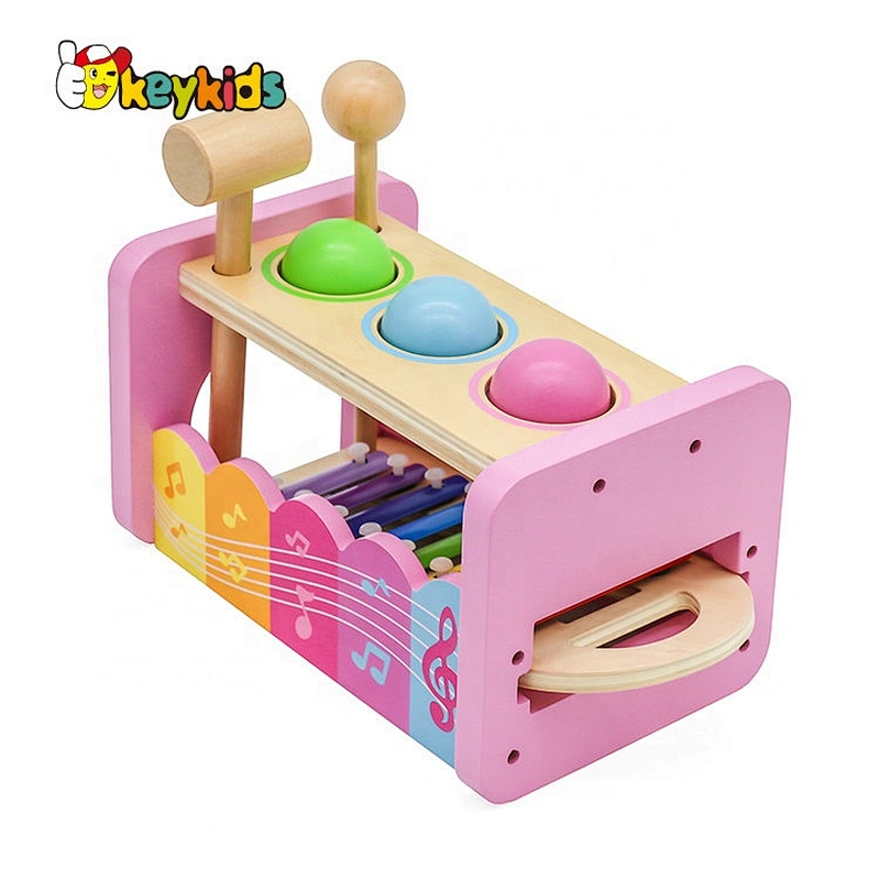 New design kids musical wooden hammer bench with xylophone W07C091