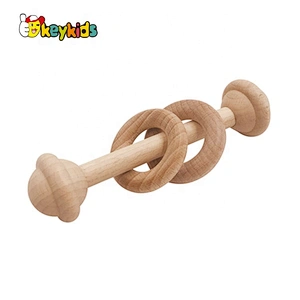 High quality grasping organic wooden baby rattle set for wholesale W08K296