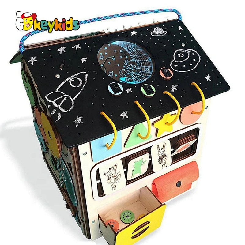 Early Education Toys Wooden Busy Cube Locking Game Montessori Educational Toys for Kids W12D320
