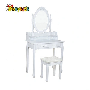 Hot sale girls white wooden dressing table with mirror and lights W08H101