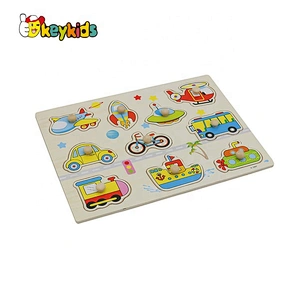 Best selling educational 3d shape wooden car jigsaw puzzle for kids W14M239