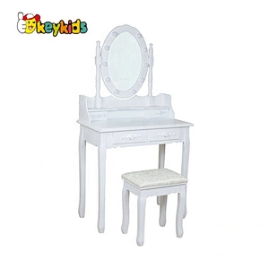 Hot sale girls white wooden dressing table with mirror and lights W08H101