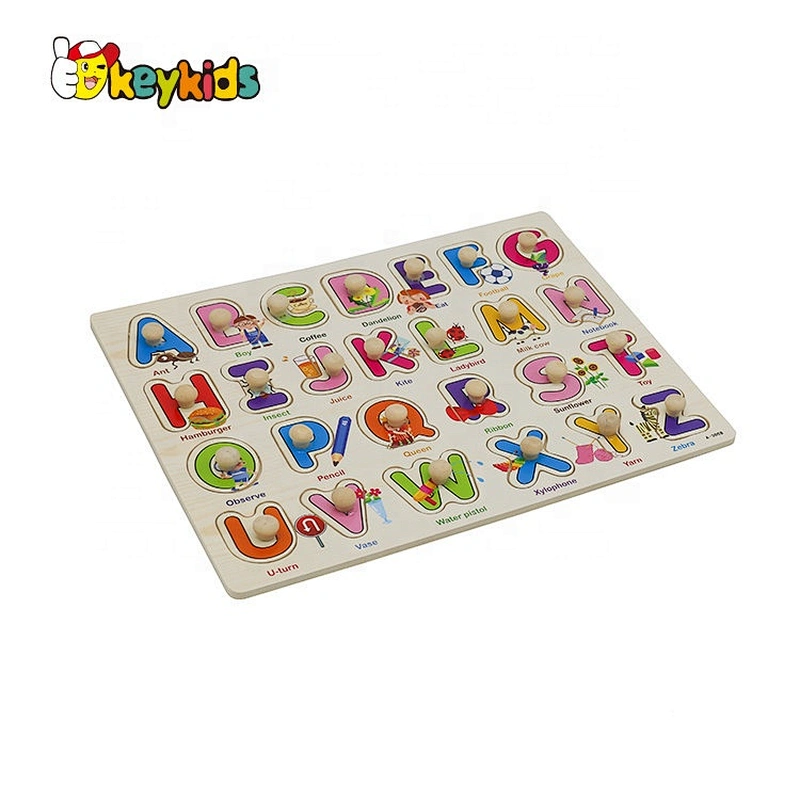Customize educational kids wooden farm animals puzzle with knob W14M243