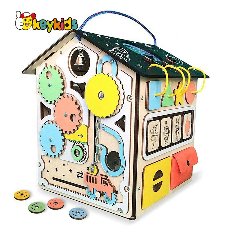 Early Education Toys Wooden Busy Cube Locking Game Montessori Educational Toys for Kids W12D320