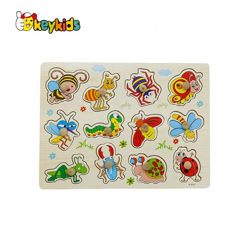 Customize educational children wooden insect puzzle with knob W14M236