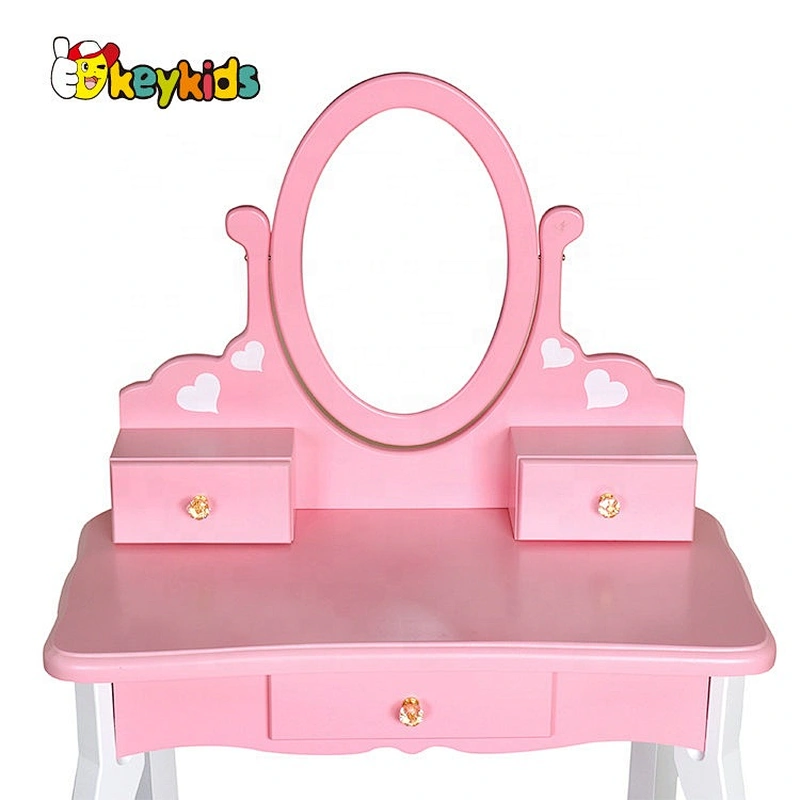2021 New released pink wooden toy vanity table for girls W08H128A