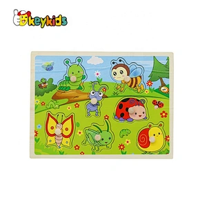 Customize educational children wooden insect puzzle with knob W14M236