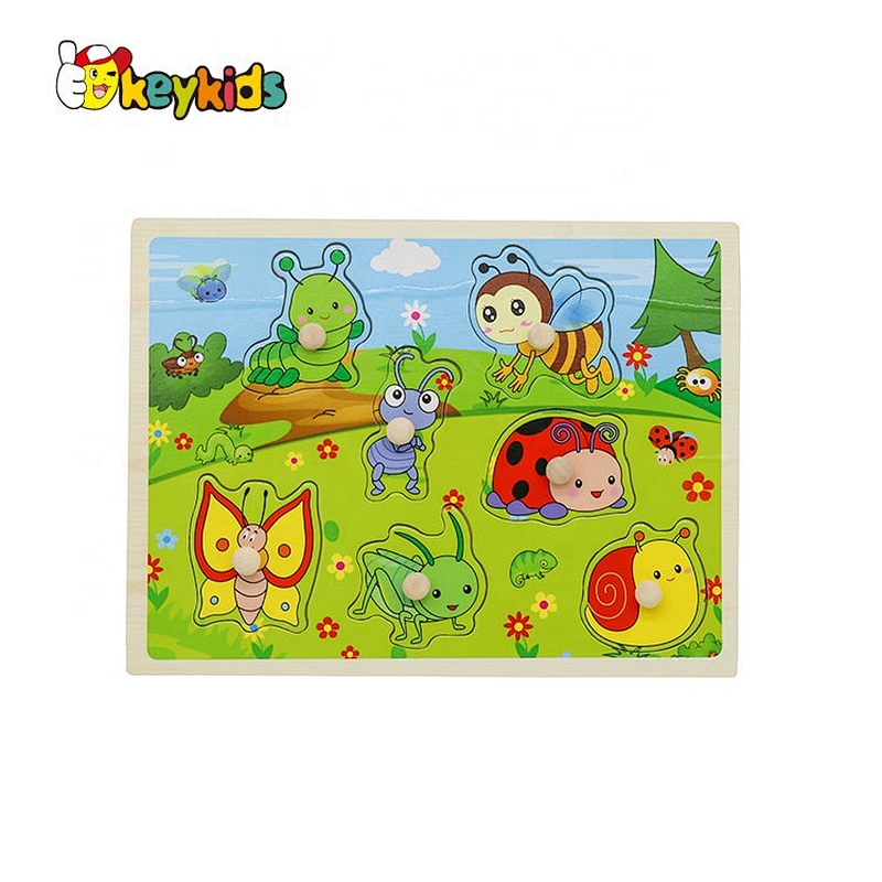 Customize educational children wooden insect puzzle with knob W14M236