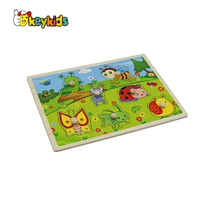 Customize educational children wooden insect puzzle with knob W14M236