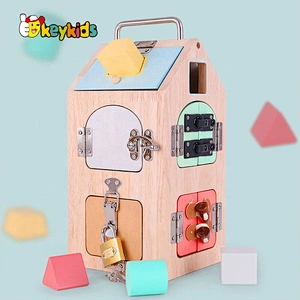 Customize Montessori Educational large wooden latches and doors busy board for kids W12D326