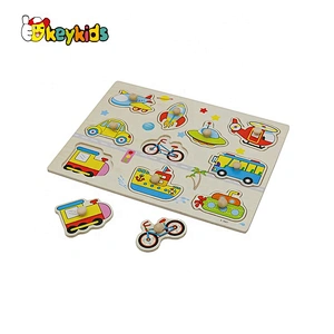 Best selling educational 3d shape wooden car jigsaw puzzle for kids W14M239