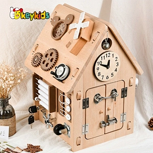 Customize 6 sides activities wooden montessori busy house for children W12D329
