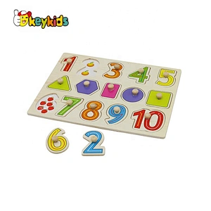 Customize educational number learning wooden jumbo knob puzzle for kids W14M235