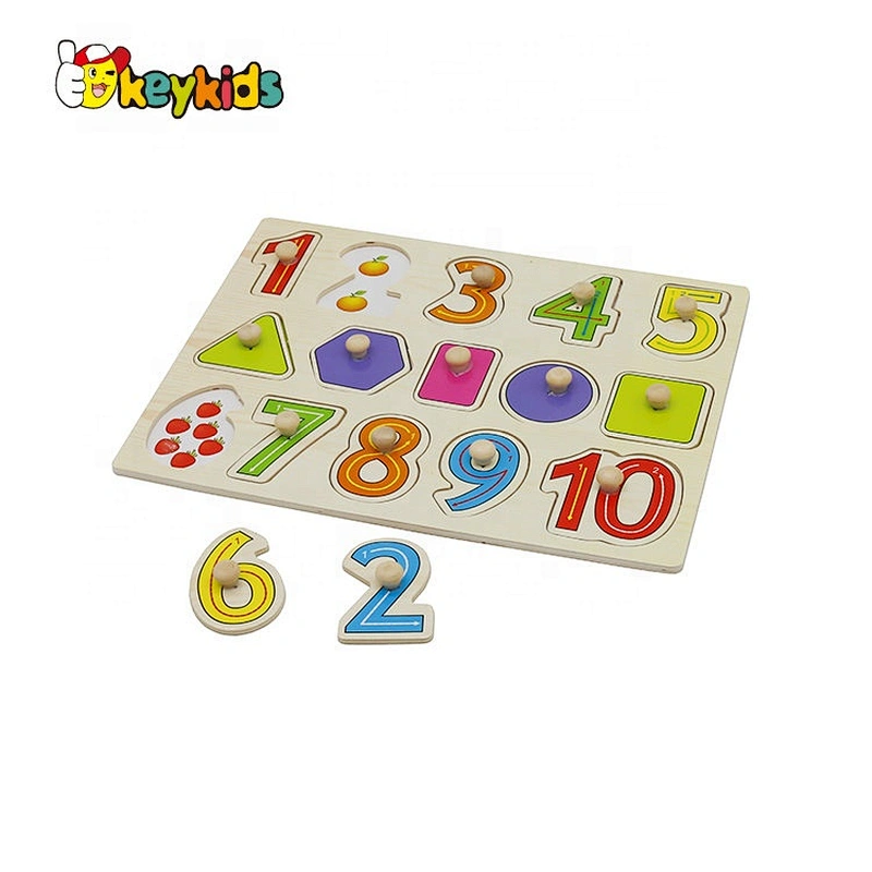 Customize educational number learning wooden jumbo knob puzzle for kids W14M235