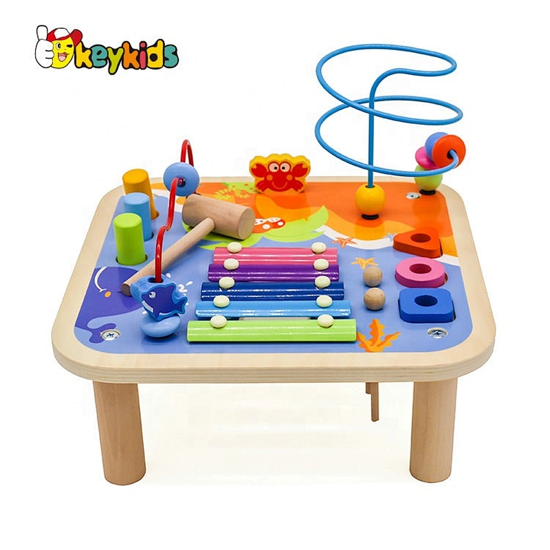 New design multi-function toys wooden toddler activity table for wholesale W12D065