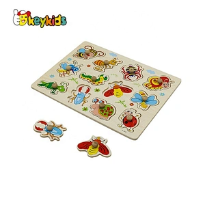 Customize educational children wooden insect puzzle with knob W14M236