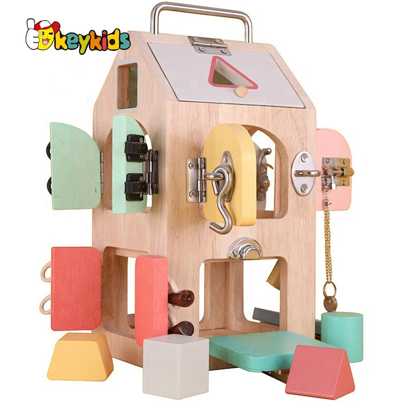 Customize Montessori Educational large wooden latches and doors busy board for kids W12D326
