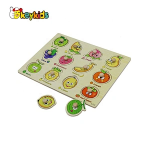 Customize educational baby wooden fruit match puzzle with knob W14M240