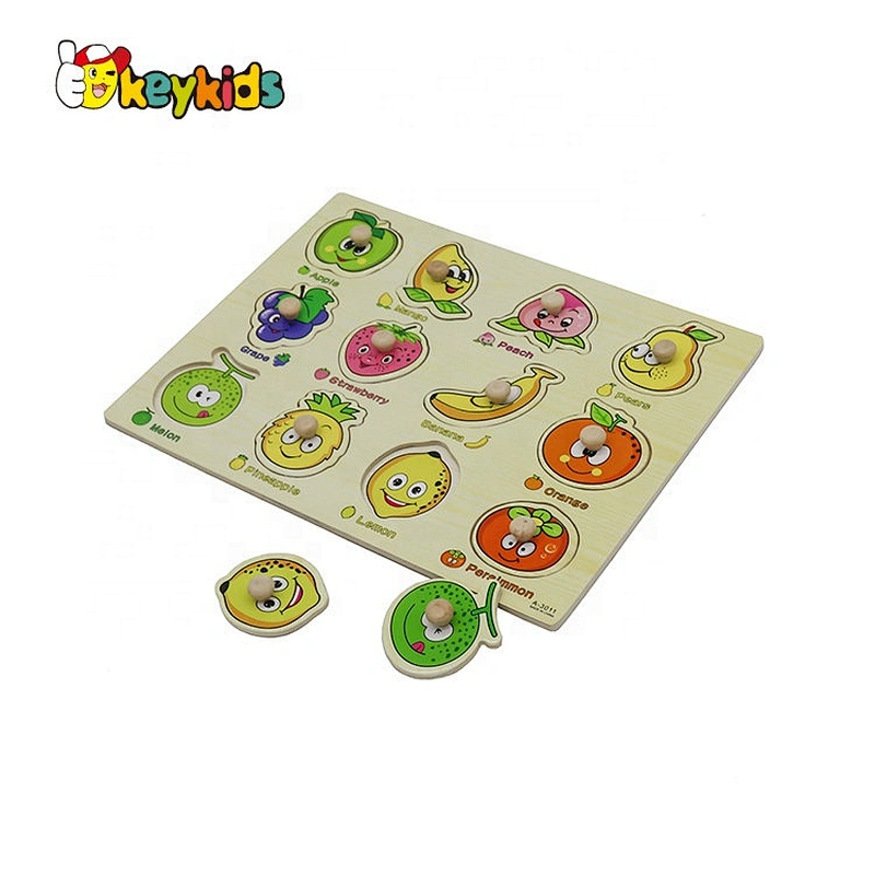 Customize educational baby wooden fruit match puzzle with knob W14M240