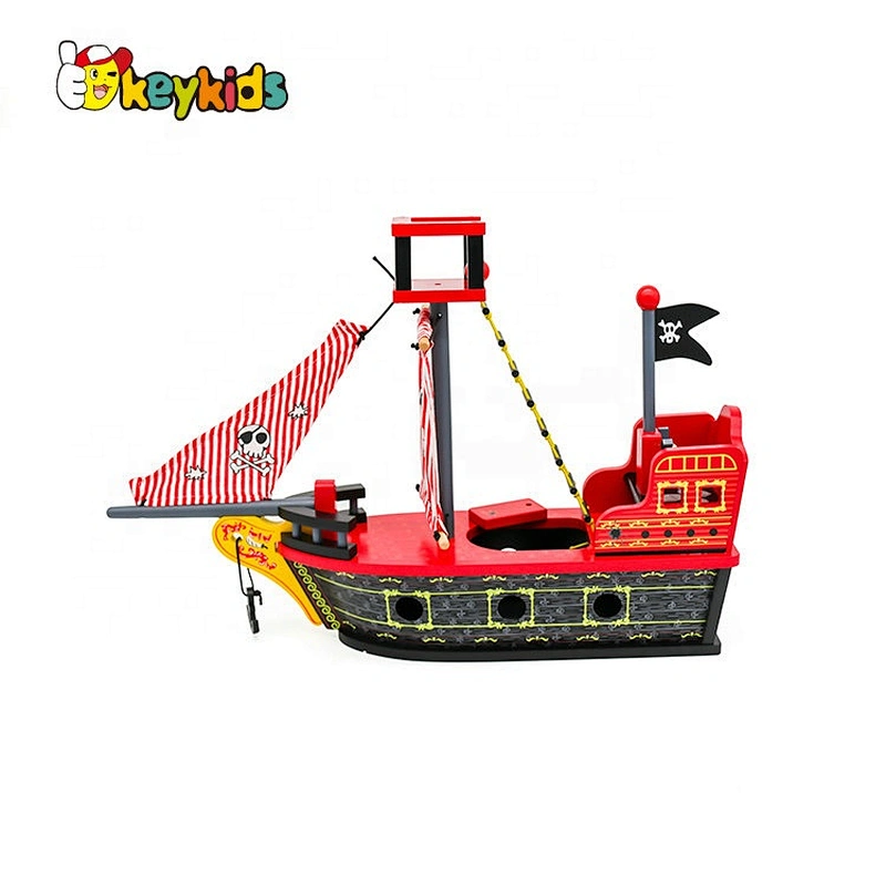 New design classic diy wooden pirate ship toy for kids W03B118