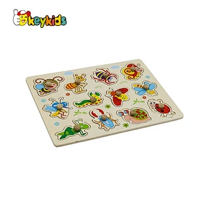 Customize educational children wooden insect puzzle with knob W14M236