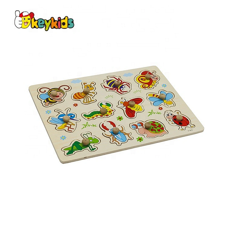 Customize educational children wooden insect puzzle with knob W14M236