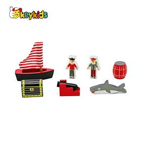 New design classic diy wooden pirate ship toy for kids W03B118