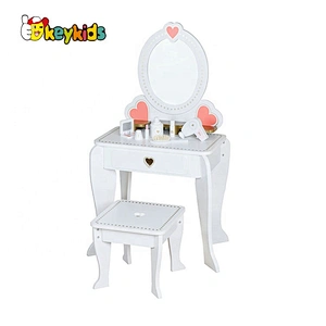 Hot sale girls white wooden dressing table with mirror and lights W08H101