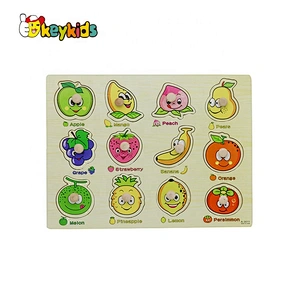 Customize educational baby wooden fruit match puzzle with knob W14M240