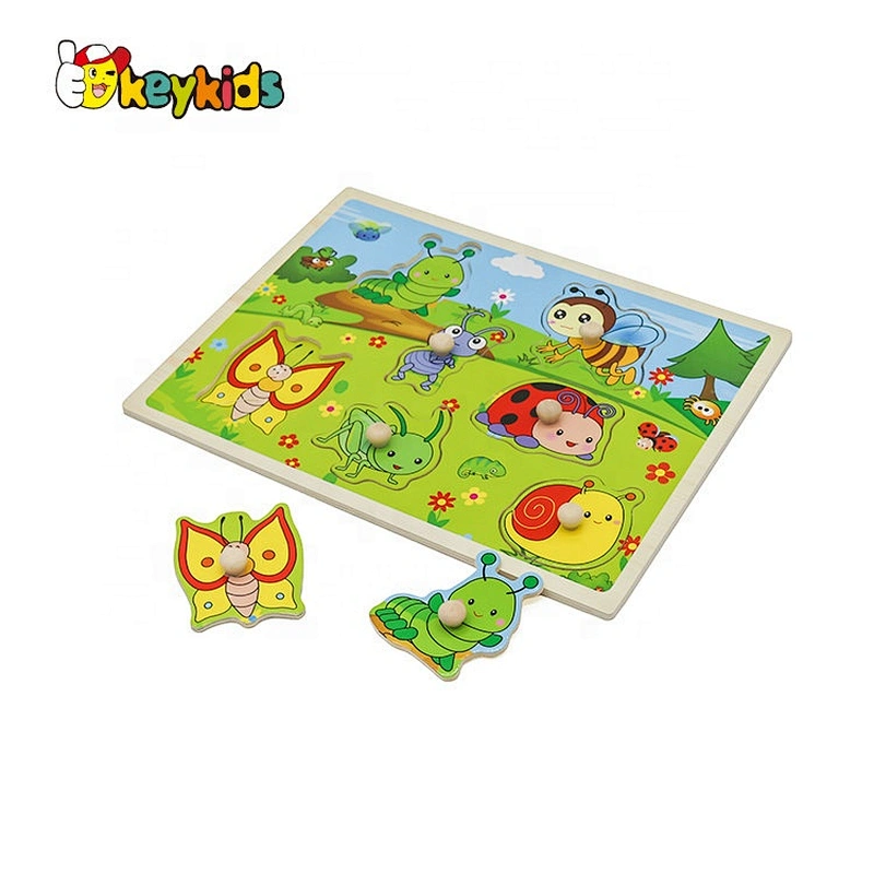 Customize educational children wooden insect puzzle with knob W14M236
