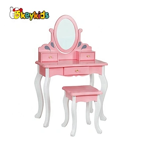 2021 New released pink wooden toy vanity table for girls W08H128A