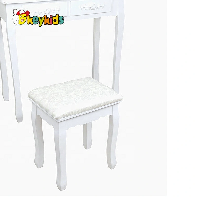 Hot sale girls white wooden dressing table with mirror and lights W08H101